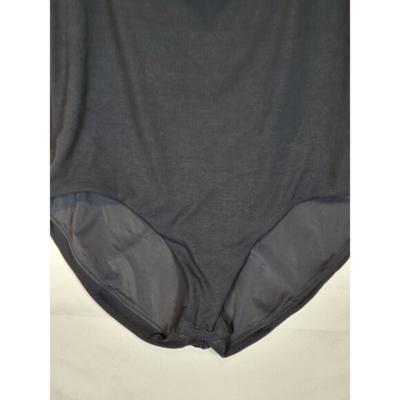 Soma Short Sleeve Square Neck Bodysuit Womens Large Black Ribbed Stretch Soft - Picture 3 of 11